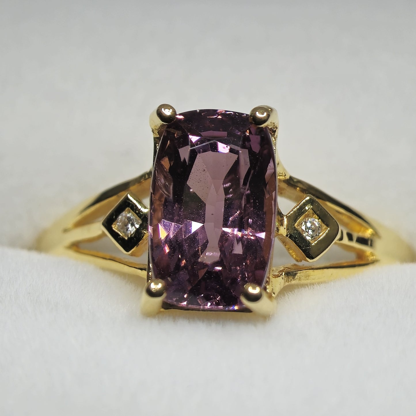 2.59ct Natural Pink Spinel with Diamonds in 18K Yellow Gold Ladies Ring